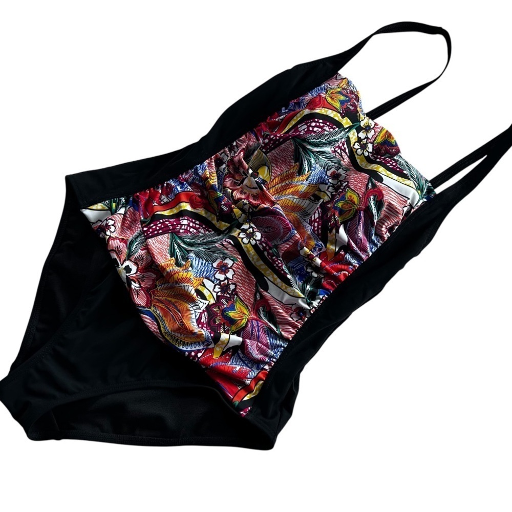 NWT Seekers Swimwear Multi Color Ruched One Piece size 8